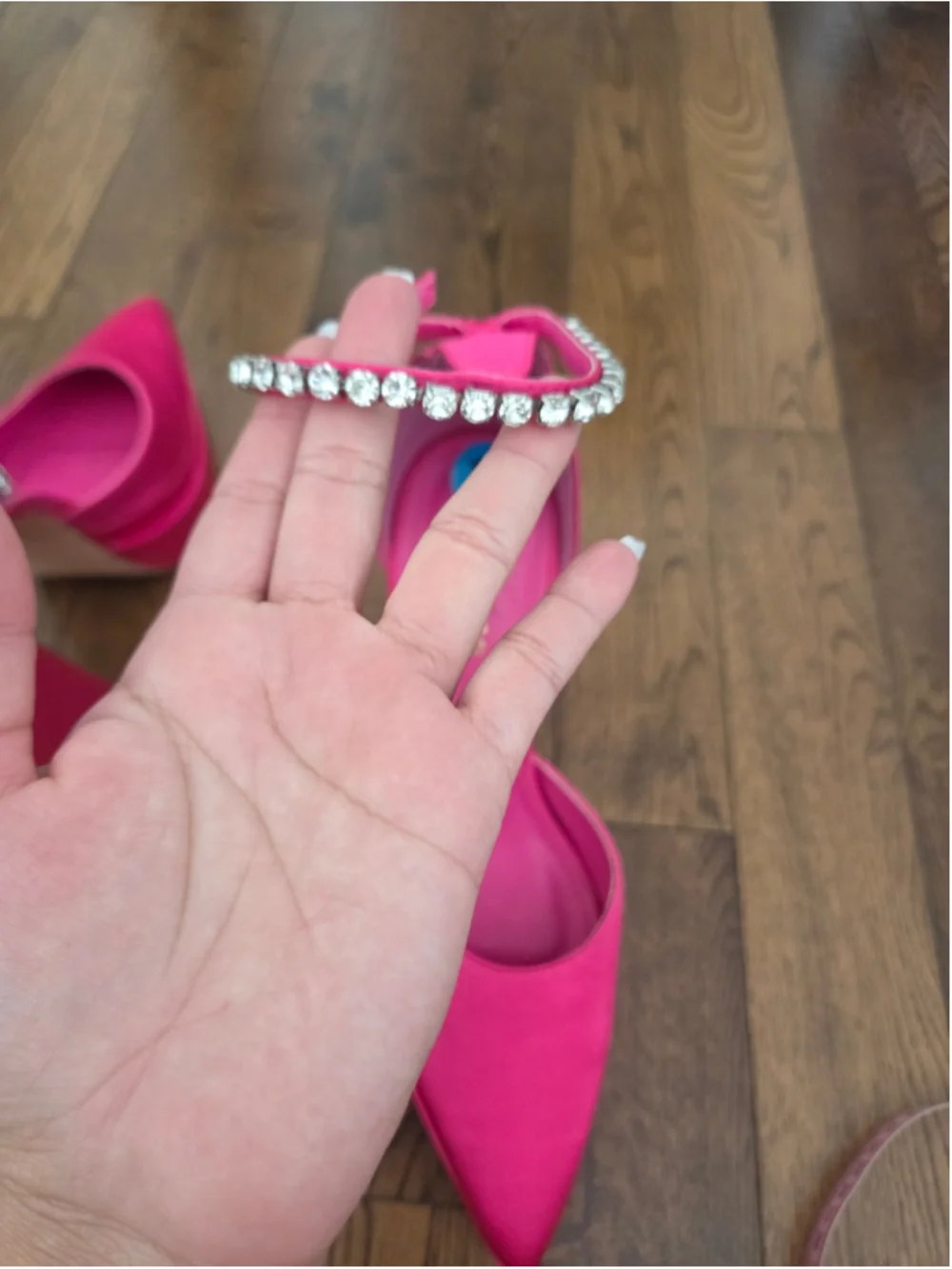 Women's Liliana Platform Heels Size 10 Pink Rhinestone Ankle Strap - Picture 10 of 10